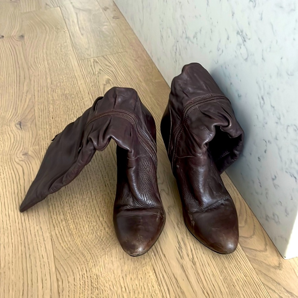 Brown high heels
